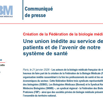 Création de la Fédération de la biologie médicale